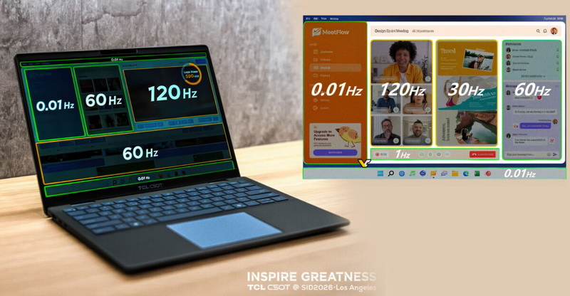 TCL CSOT introduced a notebook screen that supports a simultaneous refresh rate from 0.01 to 120 Hz