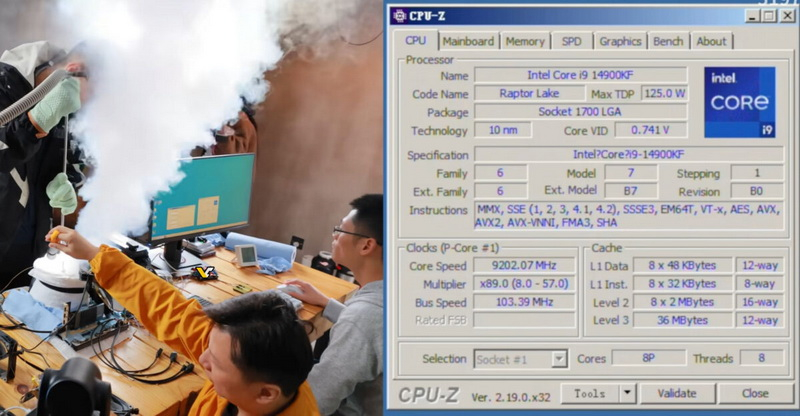 Intel Core i9‑14900KF was accelerated to 9,206.34 MHz—a new world record.