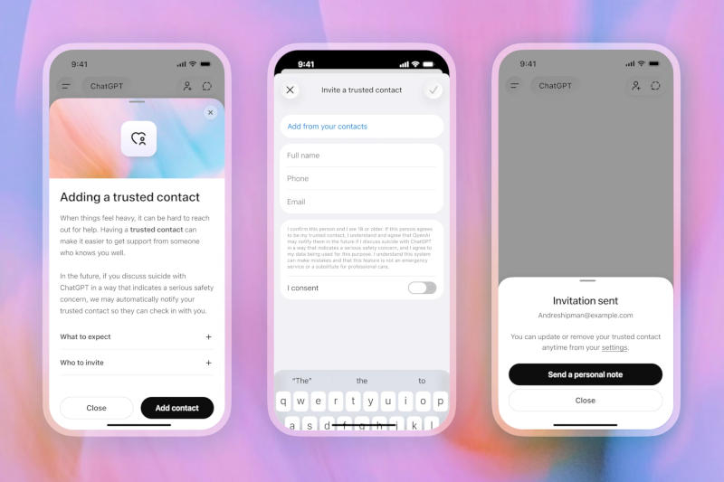 ChatGPT now has a “trusted contact” that will notify the user of intentions to harm themselves