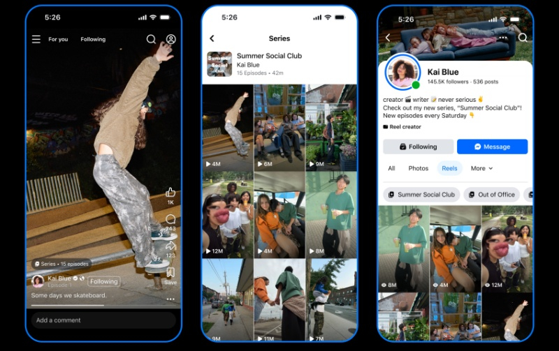 In Instagram✴ and Facebook✴ you will be able to create series from Reels through the "Series" feature.