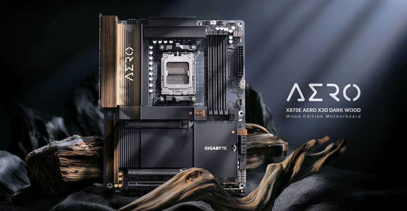 Gigabyte unveiled the X870E Aero X3D Dark Wood graphics card in a design reminiscent of dark wood.