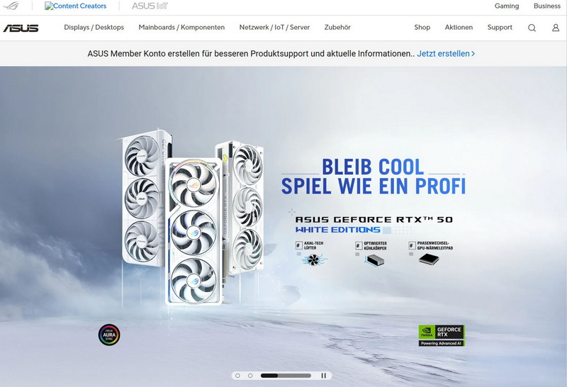 New German portal Asus is back online: driver and BIOS downloads restored, but without support for laptops and desktop computers