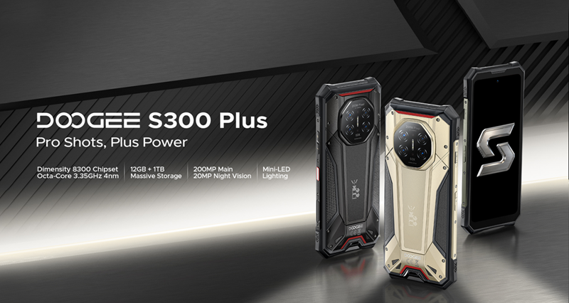 Doogee S300 Plus is a reliable phone based on the Dimensity 8300, equipped with 1 TB of storage and adjustable Mini‑LED backlighting.