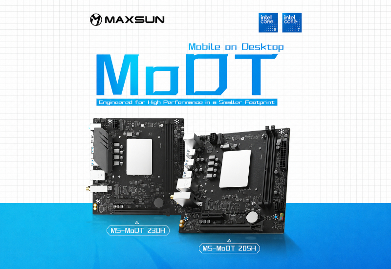 MaxSun unveiled updated MoDT boards featuring integrated Raptor Lake Core 200H.