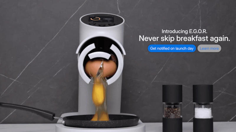 Presented the chef robot Cheffy E.G.O.R., which cracks and fries eggs