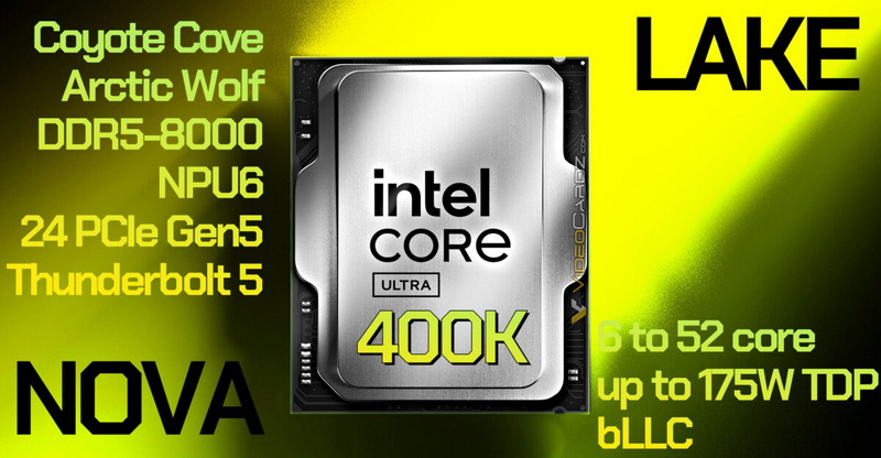 Intel Nova Lake‑S in desktop PCs: up to 52 cores, support for DDR5‑8000 and power consumption up to 175 W